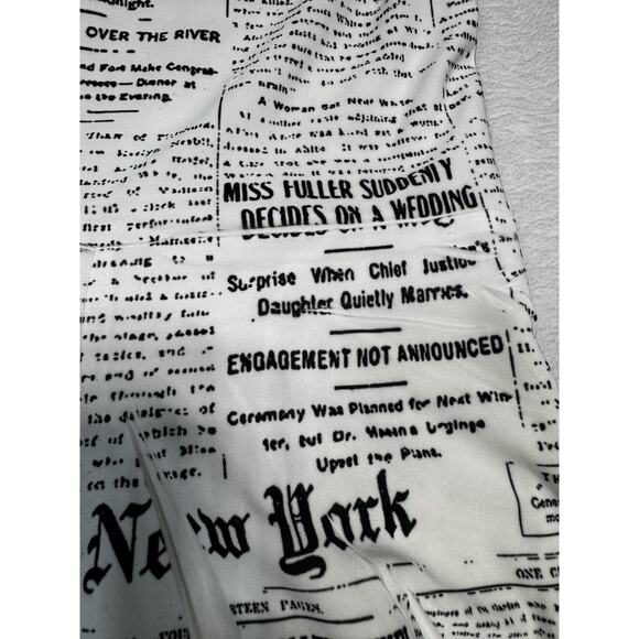 Reina VTG Newsprint Full Pleated MIDI Dress Monochromatic Lace Top Size 2 EUC - Picture 2 of 7